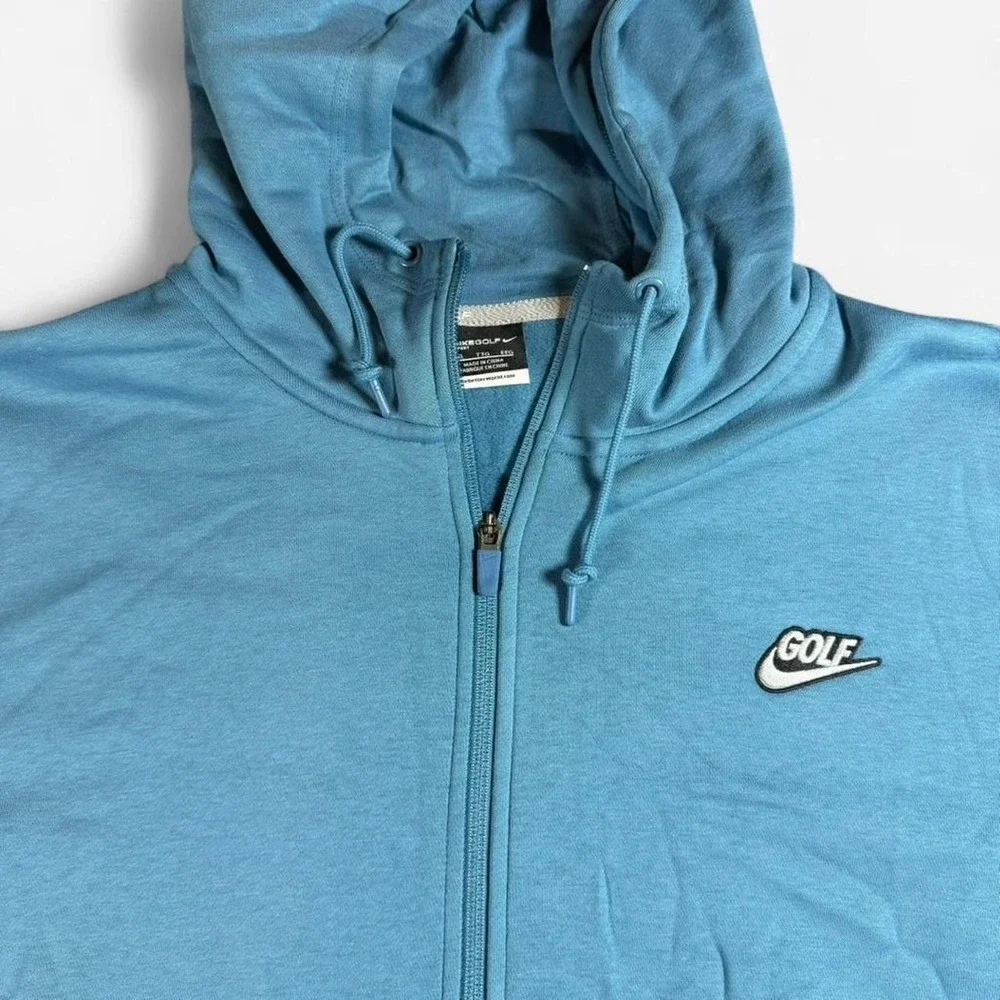 Nike Golf Blue Full Zip Hoodie Golf Swosh Active Performance Size XXL EUC